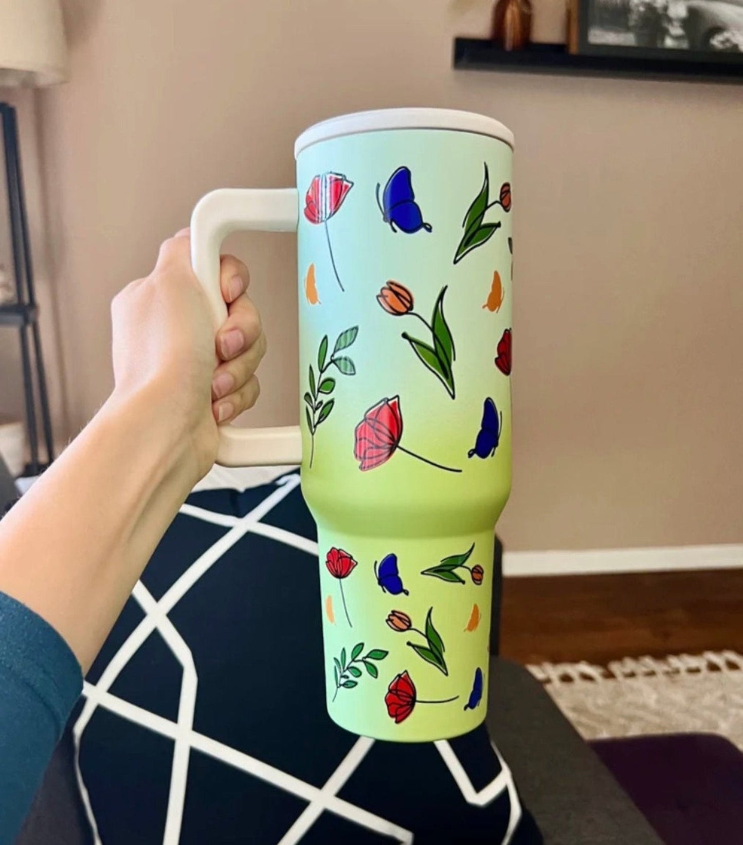 Green Ombre Floral Cup