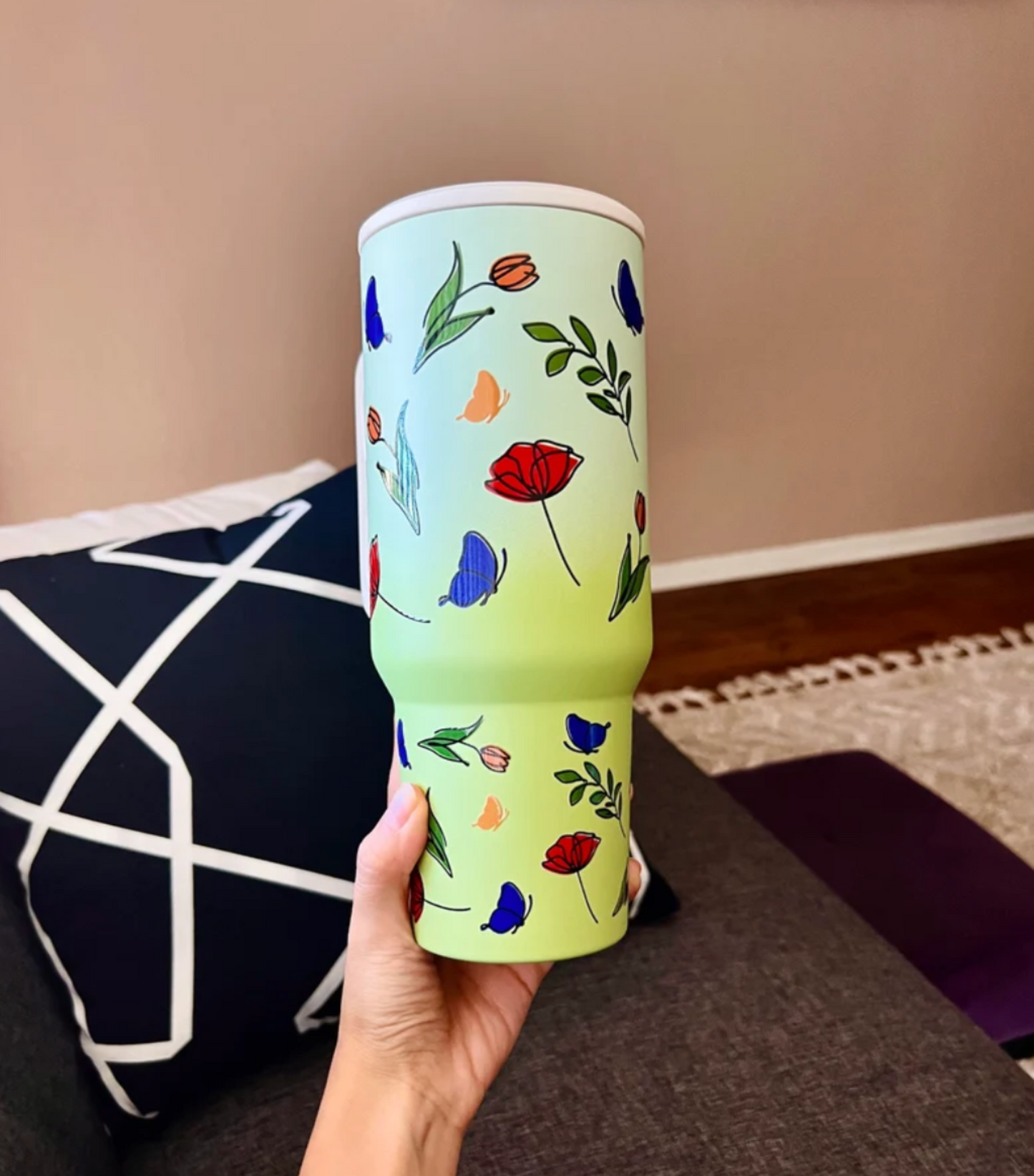 Green Ombre Floral Cup