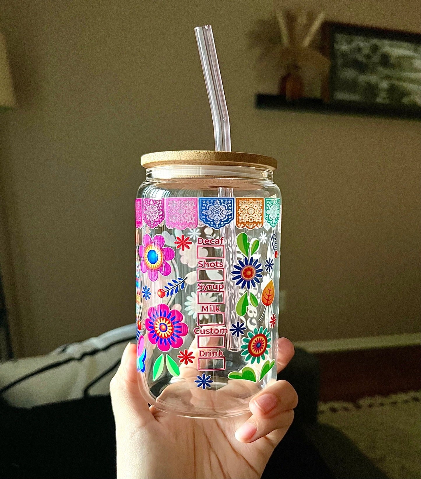 Latin-Inspired Glass Tumbler
