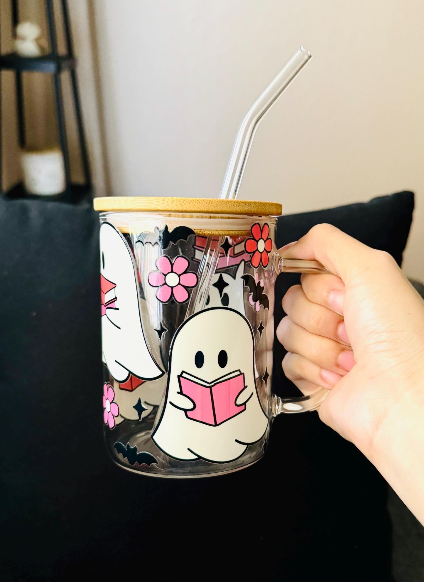 Bookworm Ghost Glass Mug