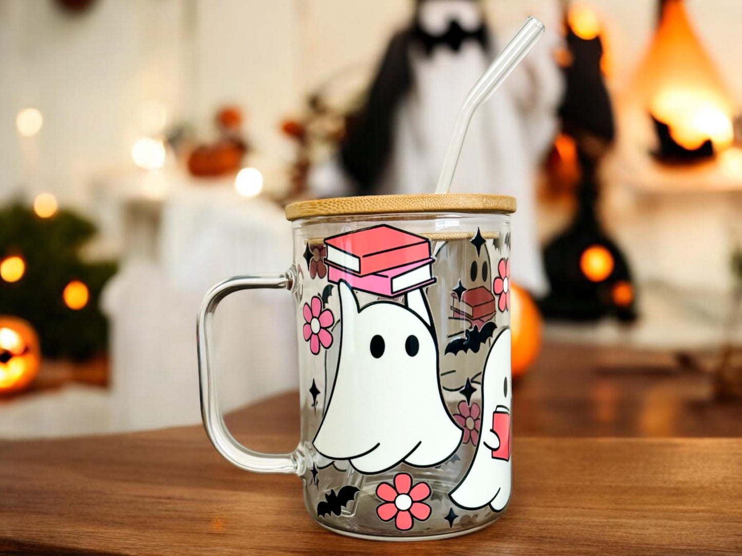 Bookworm Ghost Glass Mug