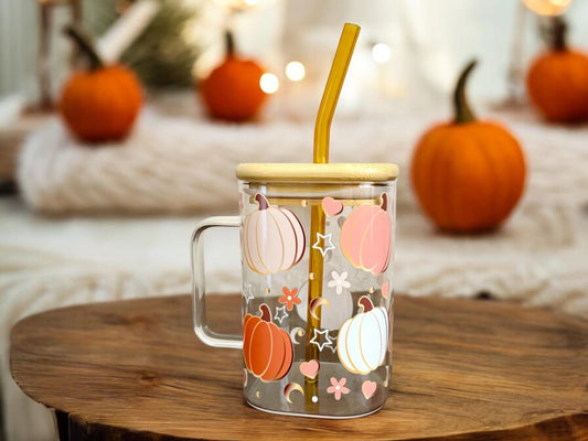 cute pumpkin glass cup