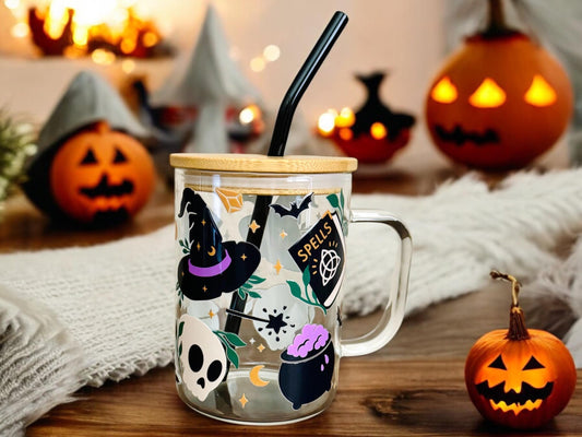 Spooky witchy glass cup gift idea