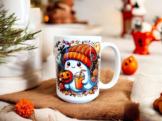 Cute spooky ghost halloween mug