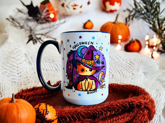 cute spooky halloween cat mug