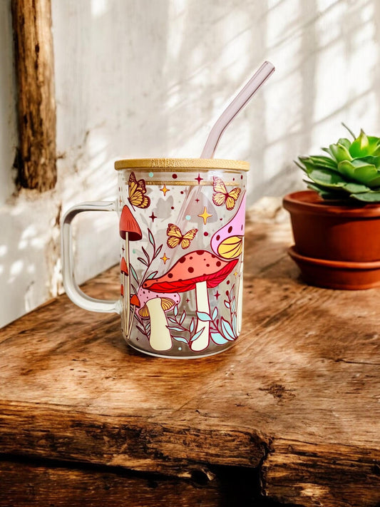 Cute mushroom glass cup gift
