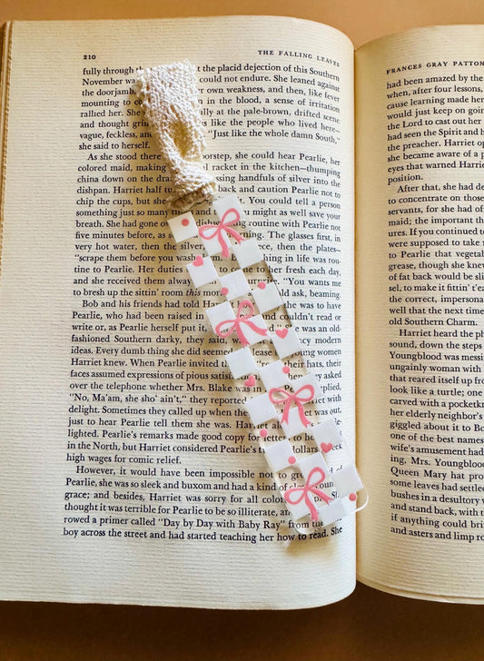 Pink Bow Checkered Bookmark